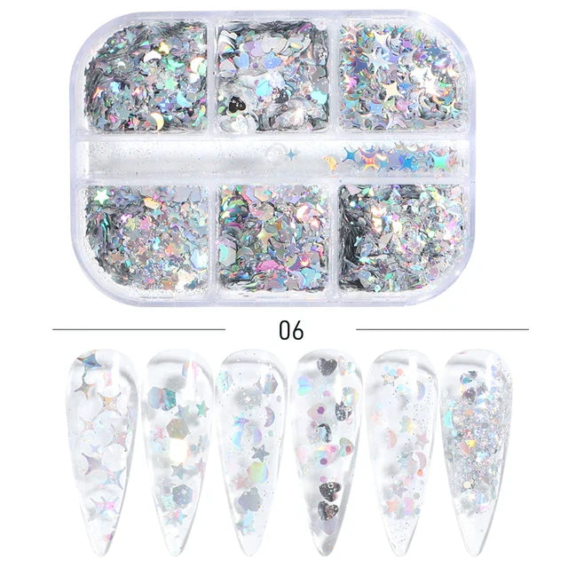 6 Grids of Holographic Sequins - 1909-06 - #14 Silver Sparkle