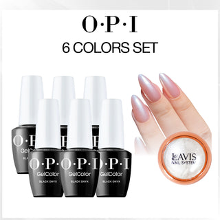 OPI Gel Nail Polish - Set 6 Colors - T02 Black Onyx