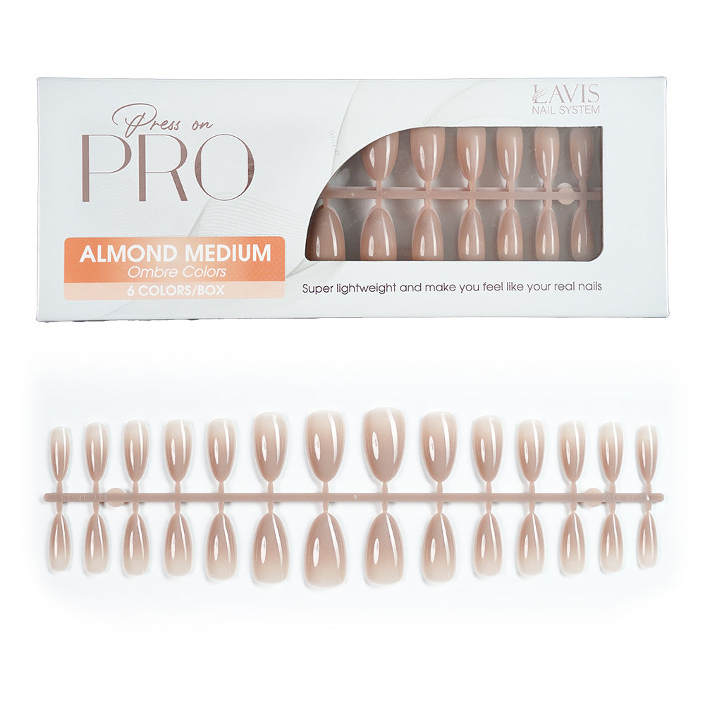 LAVIS Press On Pro - Almond Medium Ombre Colors