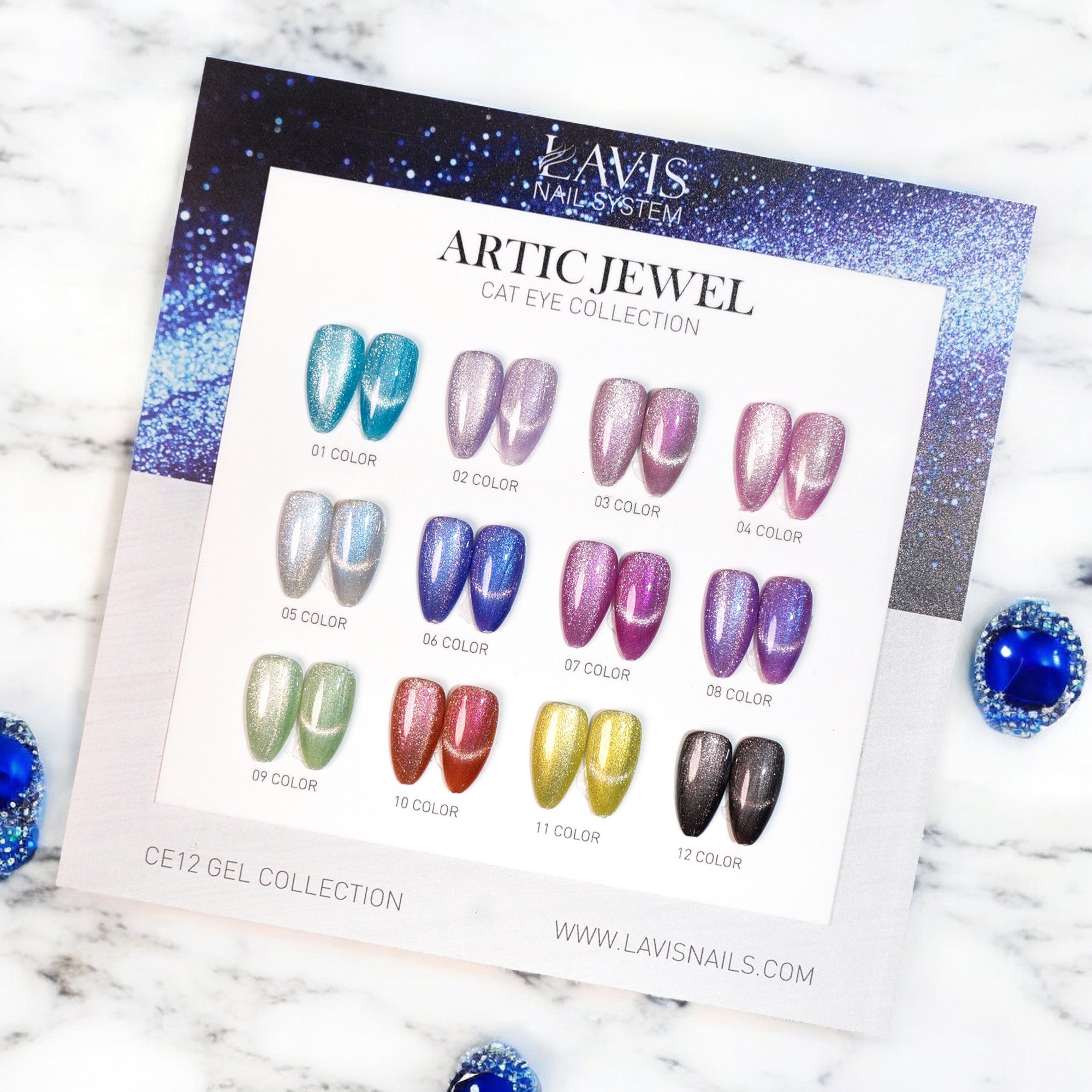 (Sample) LAVIS Cat Eyes CE12 - Gel Polish 0.5 oz - Artic Jewel Collection