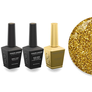 Chaun Legend Non - Wipe Top Coat - Base Coat Duo - LG5081 Under The Mistle - gold - DTK Nail Supply
