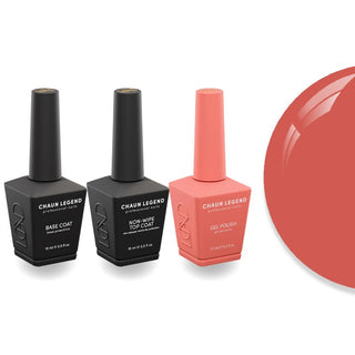 Chaun Legend Non - Wipe Top Coat - Base Coat Duo - LG5160 Tag Me Tangerine - DTK Nail Supply