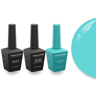 Chaun Legend Non - Wipe Top Coat - Base Coat Duo - LG5174 Turquoise Gem - DTK Nail Supply