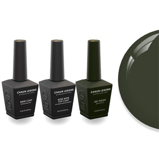 Chaun Legend Non - Wipe Top Coat - Base Coat Duo - LG5233 Olive The Drama - DTK Nail Supply