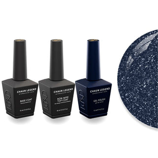 Chaun Legend Non - Wipe Top Coat - Base Coat Duo - LG5236 Midnight Rendezblue - DTK Nail Supply