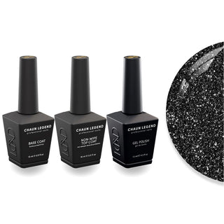 Chaun Legend Non - Wipe Top Coat - Base Coat Duo - LG5237 Cosmic Showers - DTK Nail Supply