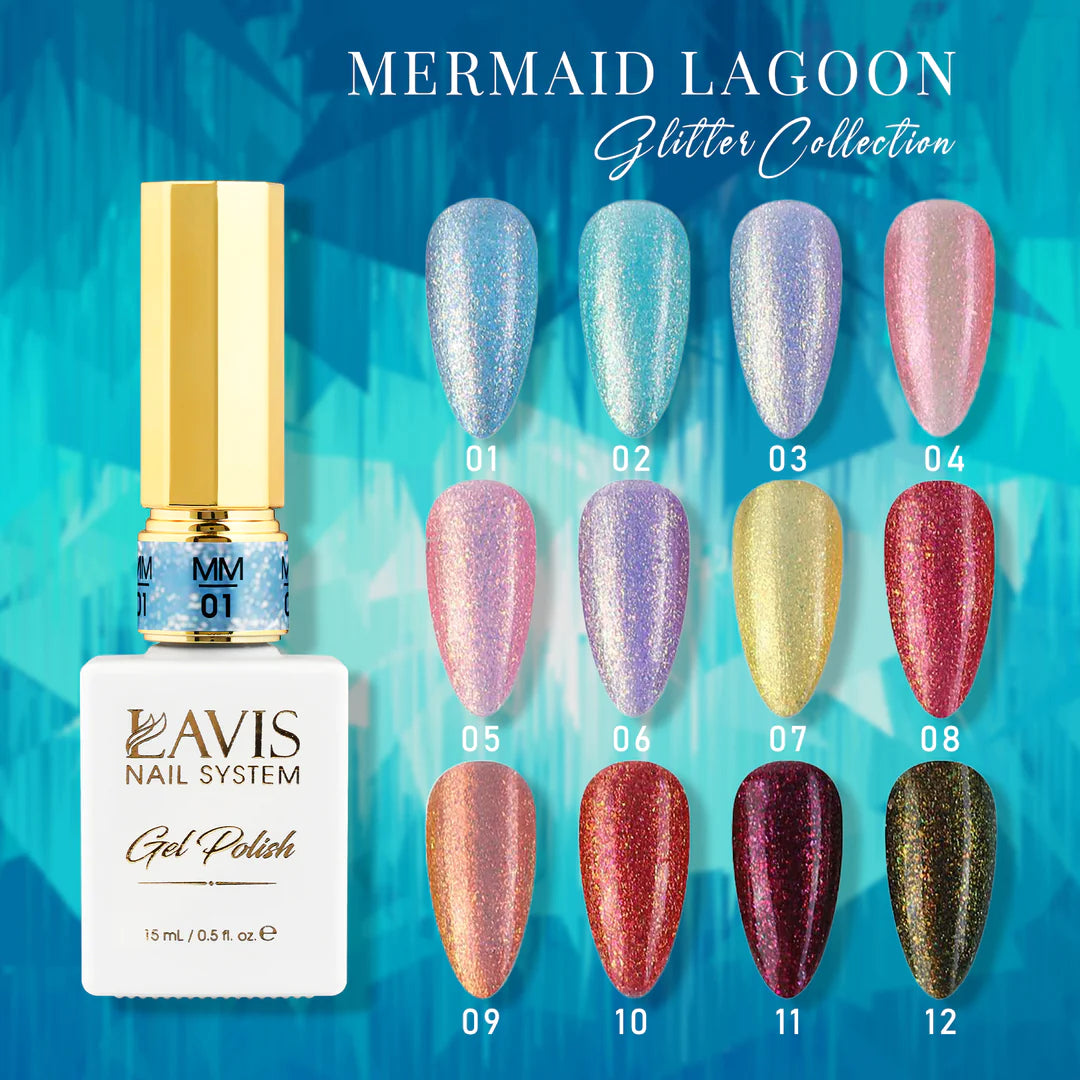 LAVIS MM08 - Gel Polish 0.5oz - Mermaid Lagoon Glitter Collection