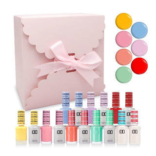 DND Holiday Gift Bundle: 7 Gel & Lacquer, 1 Base Gel, 1 Top Gel - 745, 585, 655, 668, 574, 535, 757 - DTK Nail Supply