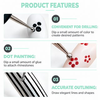 Nail Dotting Tool 6 in 1 - Acrylic Disc with Stainless Steel Dotting Heads