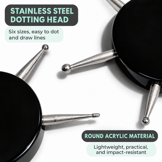 Nail Dotting Tool 6 in 1 - Acrylic Disc with Stainless Steel Dotting Heads