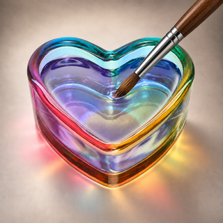 Glass Cup for Nail Liquid - Heart Dappen Dish