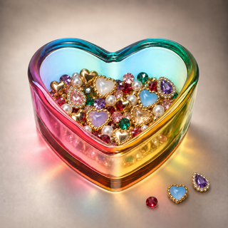 Glass Cup for Nail Liquid - Heart Dappen Dish