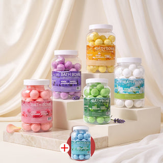 LAVIS Bath Bomb Jar - Choose Your Scent: Honey Pearl, Orange, Lavender, Mango, Rose, Jasmine, Mint & More
