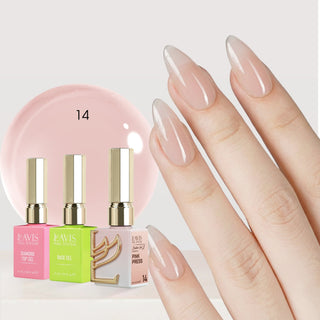 LAVIS Builder Gel in the Bottle Kit 3: 14 - Pink Press, Base, Top - 15ml - DTK Nail Supply