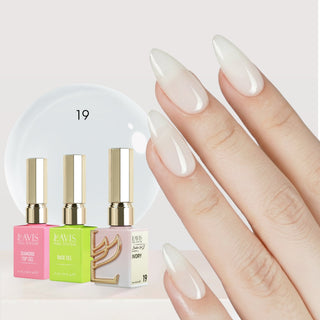 LAVIS Builder Gel in the Bottle Kit 3: 19 - Ivory, Base, Top - 15ml - DTK Nail Supply