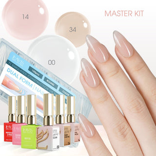 LAVIS Builder Gel in the Bottle Master Kit 1: 00, 14, 34, Dual Form, Base, Top, Protein Bond & Primer - 15ml - DTK Nail Supply