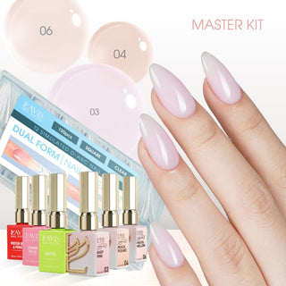 LAVIS Builder Gel in the Bottle Master Kit 2: 03, 04, 06, Dual Form, Base, Top, Protein Bond & Primer - 15ml - DTK Nail Supply