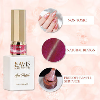 Lavis Cat Eyes CE12 (Ver2) - Set 12 Colors - Gel Polish 0.5 oz - Crimson Frost Collection - DTK Nail Supply