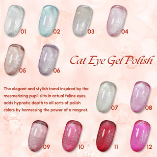 Lavis Cat Eyes CE12 (Ver2) - Set 12 Colors - Gel Polish 0.5 oz - Crimson Frost Collection - DTK Nail Supply