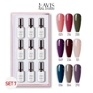 Lavis Gel Color Set 7 (9 Colors) – Bright & Playful Gel Polish Set for Nail Salons - DTK Nail Supply