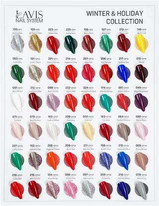 Lavis 3 in 1 Set 48 Colors Winter & Holiday Collection - Acrylic & Dip Powder (1.5oz), Gel & Lacquer + FREE Sample Color Chart + FREE 6 LAVIS 3 in 1 New Colors (277-282) or FREE LAVIS Cat Eye Set 12 Colors (Velvet Ember or Velvet Glow)