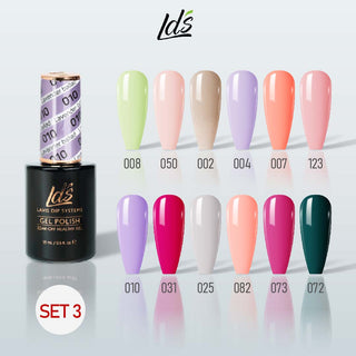 LDS Gel Color Set 3 (12 Colors) – Fresh & Light Gel Polish Set for Nail Salons - DTK Nail Supply