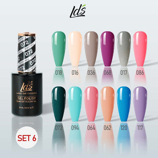 LDS Gel Color Set 6 (12 Colors) | Clean Nude & Natural Balance Gel Polish Collection - DTK Nail Supply