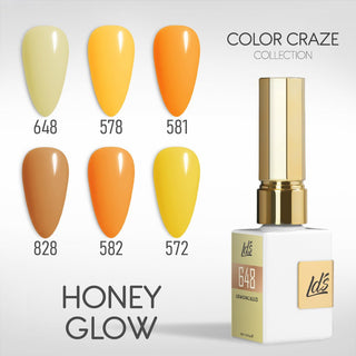 LDS Gel Set 6 - 12 - Honey Glow - 648, 578, 581, 828, 582, 572 - DTK Nail Supply