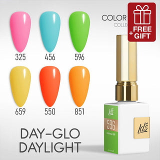 LDS Gel Set 6 - 13 - Day - Glo Daylight - 325, 456, 596, 659, 550, 851 - DTK Nail Supply