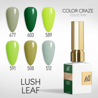 LDS Gel Set 6 - 14 - Lush Leaf - 477, 603, 598, 591, 508, 512 - DTK Nail Supply