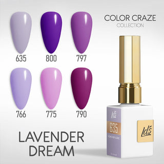 LDS Gel Set 6 - 15 - Lavender Dream - 635, 800, 797, 766, 775, 790 - DTK Nail Supply