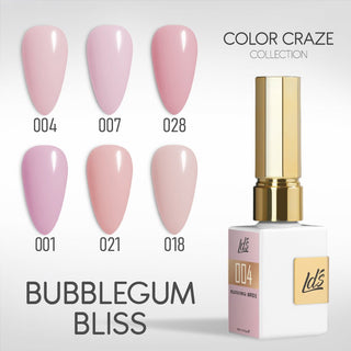 LDS Gel Set 6 - 3 - Bubblegum Bliss - 004, 007, 028, 001, 021, 018 - DTK Nail Supply