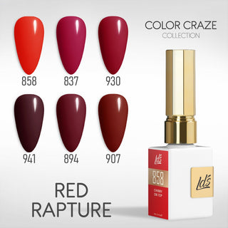 LDS Gel Set 6 - 6 - Red Rapture - 858, 837, 930, 941, 894, 907 - DTK Nail Supply