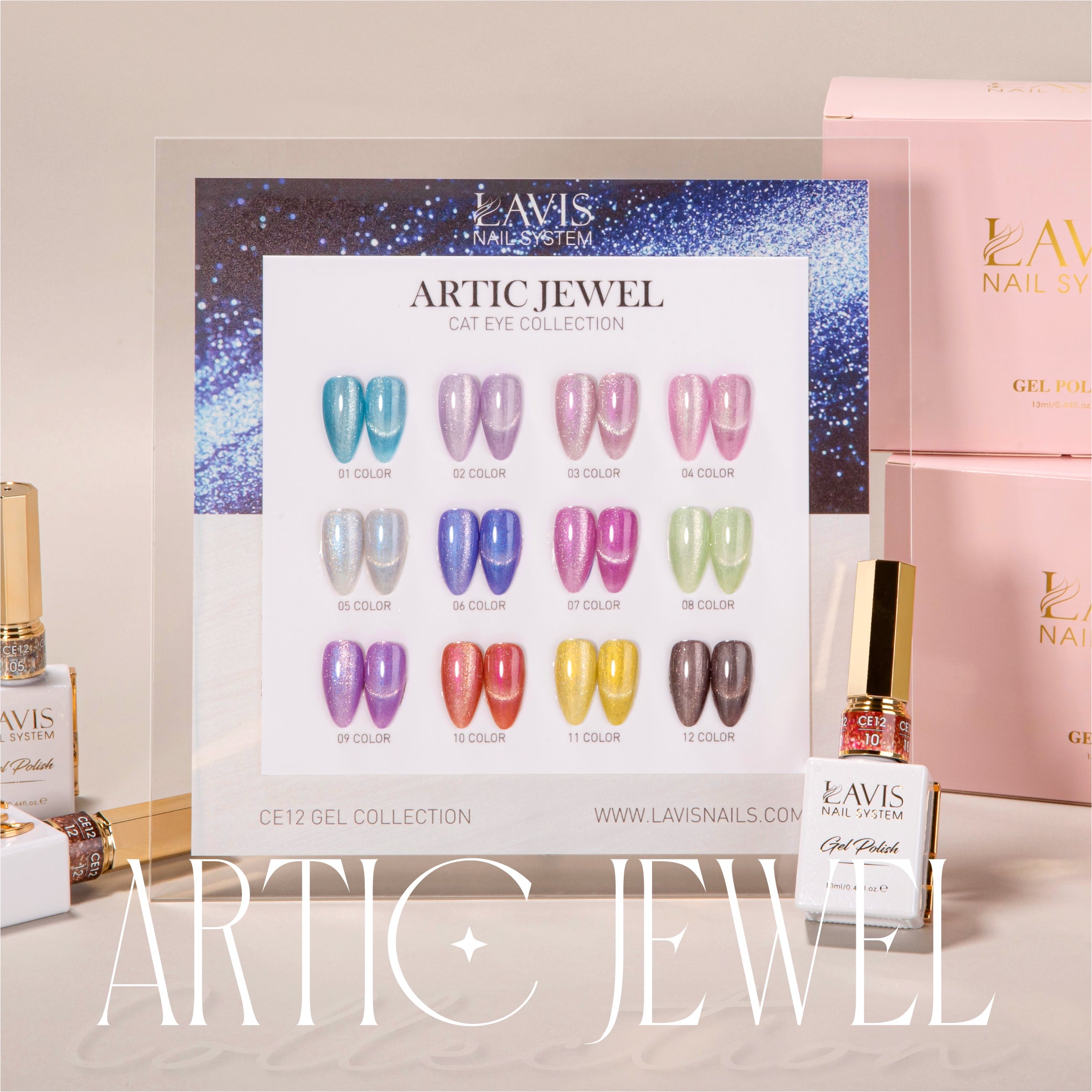 Lavis CE12 - Set of 12 - Gel Polish 0.5 oz - Artic Jewel Collection V2