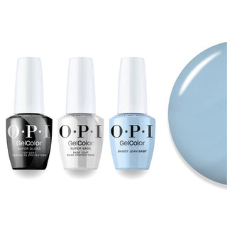OPI + Super Glossy Top Super Base - F036 Baggy Jean Baby - DTK Nail Supply
