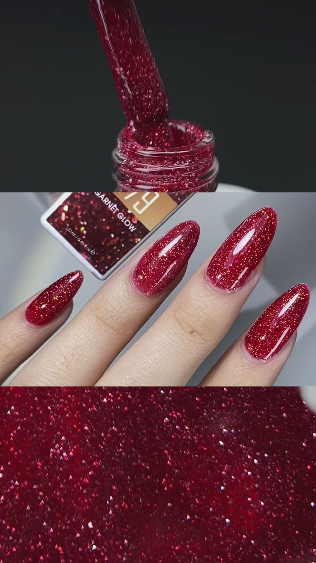 LDS Color Craze Gel Nail Polish - 979 Garnet Glow - Glitter Gel - 0.5oz