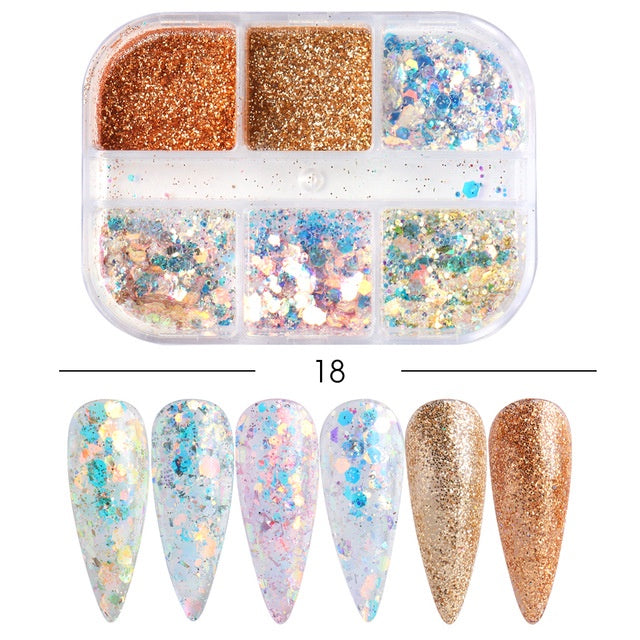 6 Grids of Mixed Nail Art - 1909-18 - #1