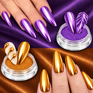 SNS Chrome Powder - Set 12 Colors with SNS Chrome Base & Chrome Top
