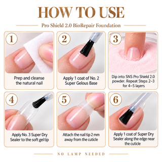 SNS Pro Shield 2.0 Combo - BioRepair Foundation, Gelous Base, Sealer Dry 0.5oz, LAVIS Soft Gel Tips 4 Shapes