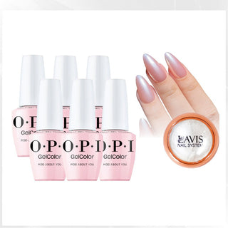 OPI Intelli-Gel - Set 6 Colors - B56 Mod About You, FREE 1 Chrome Powder
