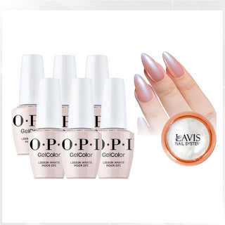 OPI Intelli-Gel - Set 6 Colors - L16 Lisbon Wants Moor, FREE 1 Chrome Powder