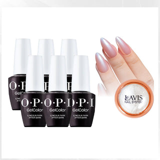 OPI Intelli-Gel - Set 6 Colors - W42 Lincoln Park After Dark, FREE 1 Chrome Powder