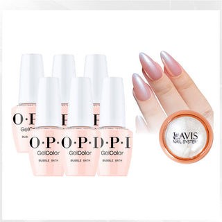 OPI Intelli-Gel - Set 6 Colors -  S86 Bubble Bath, FREE 1 Chrome Powder