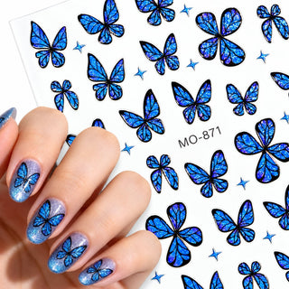 Butterfly Nail Art Stickers MO-871 - Blue