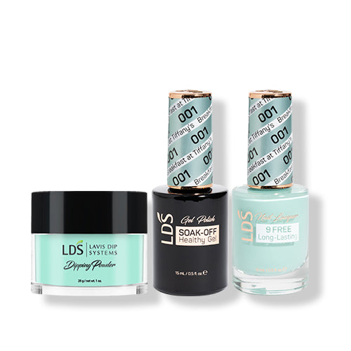LDS 3 in 1 - 001 Breakfast at Tiffany's - Dip (1oz), Gel & Lacquer Matching