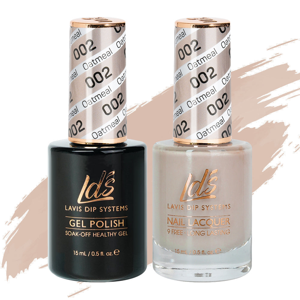 LDS 002 Oatmeal - LDS Healthy Gel Polish & Matching Nail Lacquer Duo Set - 0.5oz