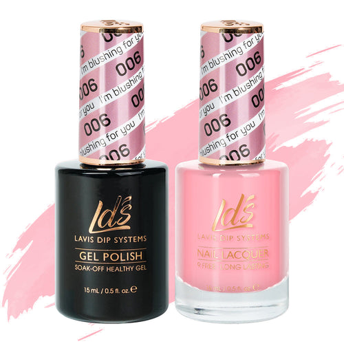 LDS 006 I'm Blushing For You - LDS Healthy Gel Polish & Matching Nail Lacquer Duo Set - 0.5oz