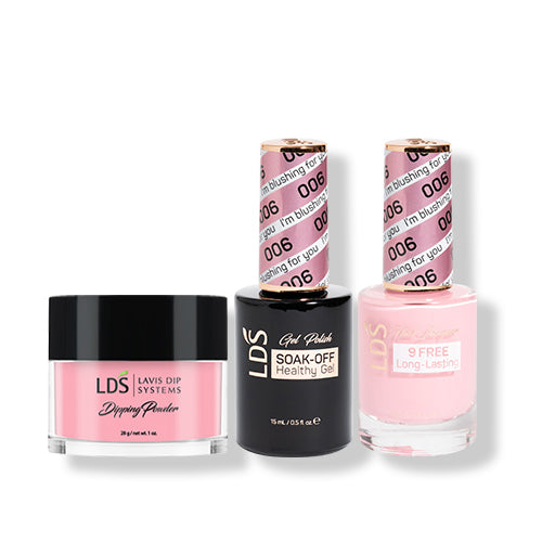 LDS 3 in 1 - 006 I'm Blushing For You - Dip (1oz), Gel & Lacquer Matching