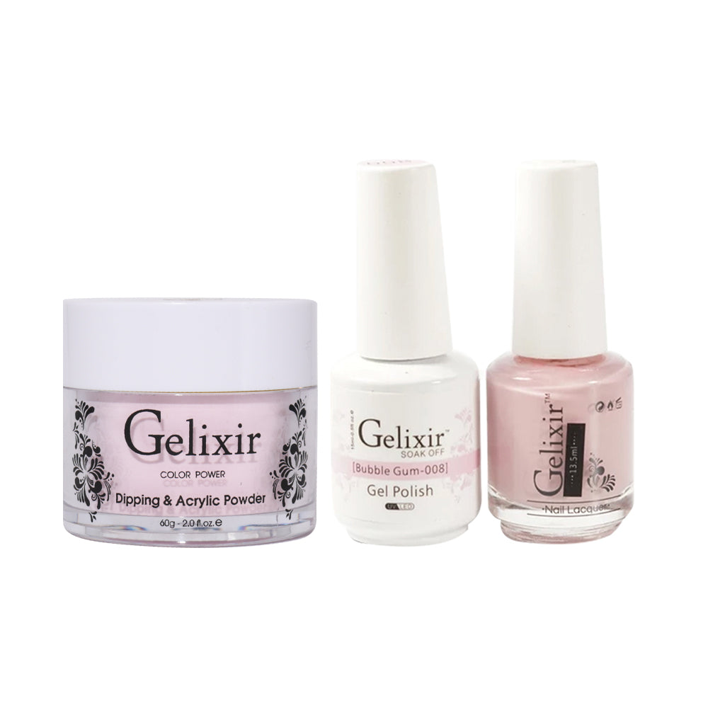 Gelixir 3 in 1 - 008 Bubble Gum - Acrylic & Dip Powder, Gel & Lacquer