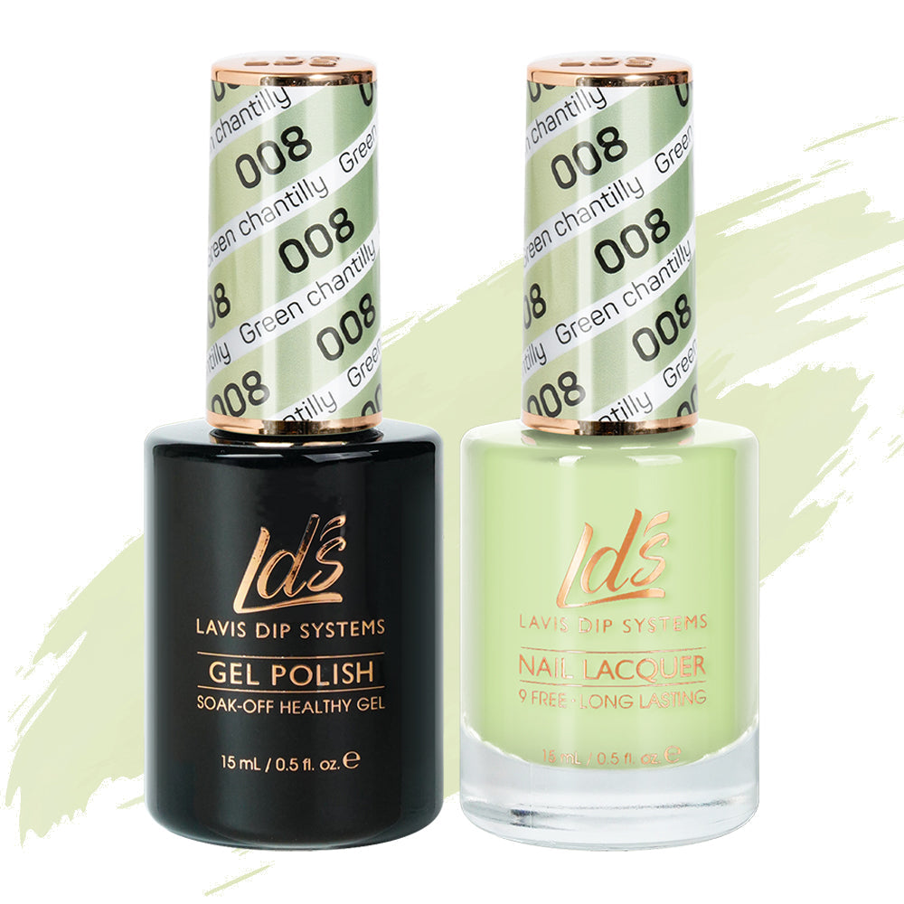 LDS 008 Green Chantilly - LDS Healthy Gel Polish & Matching Nail Lacquer Duo Set - 0.5oz